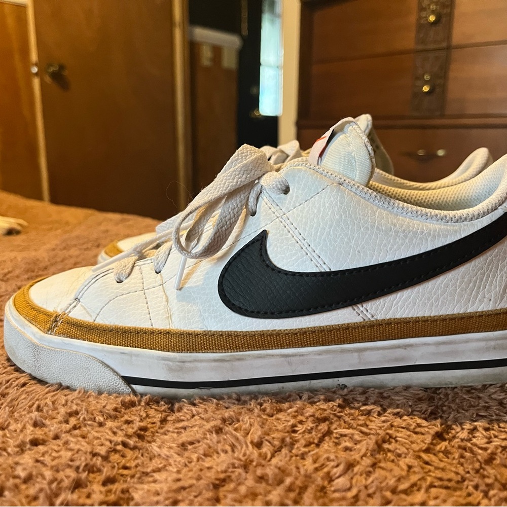 White Sneakers with Black Swoosh